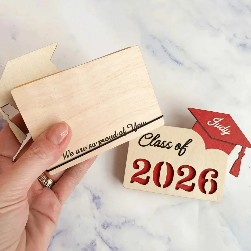 🎓 Personalized Graduate Gift Card Holder – Custom Name & Message