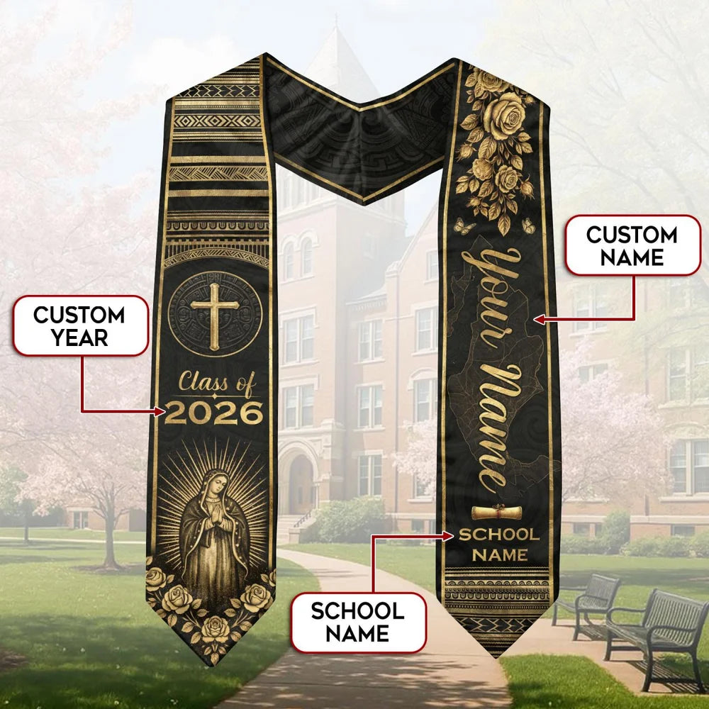 Personalized Mexico Themed Graduation Stole with Name & School Sash