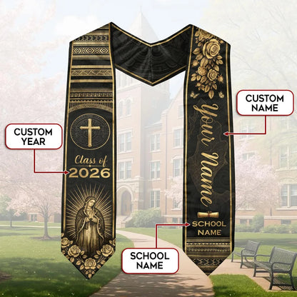 Personalized Mexico Themed Graduation Stole with Name & School Sash