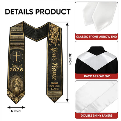 Personalized Mexico Themed Graduation Stole with Name & School Sash