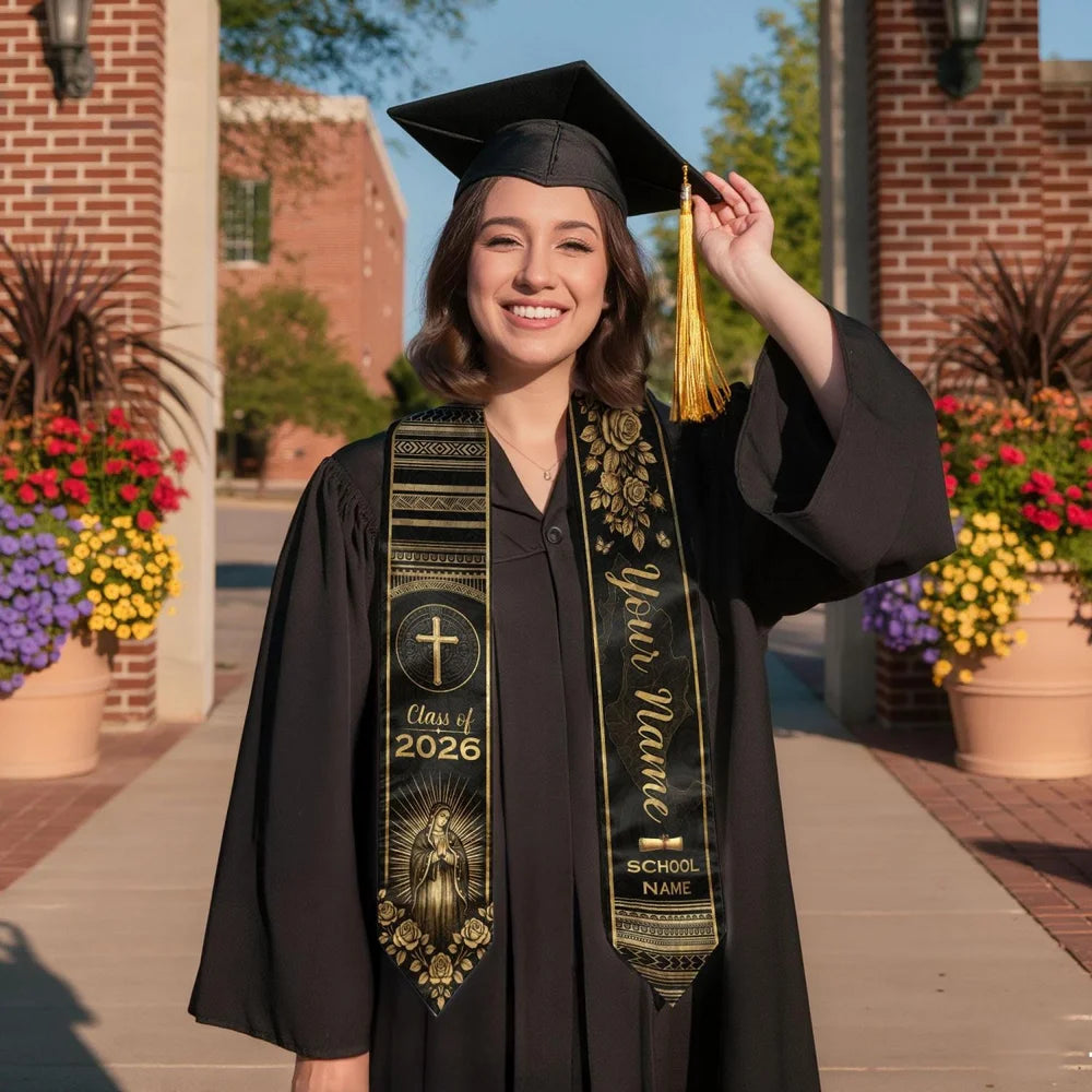 Personalized Mexico Themed Graduation Stole with Name & School Sash
