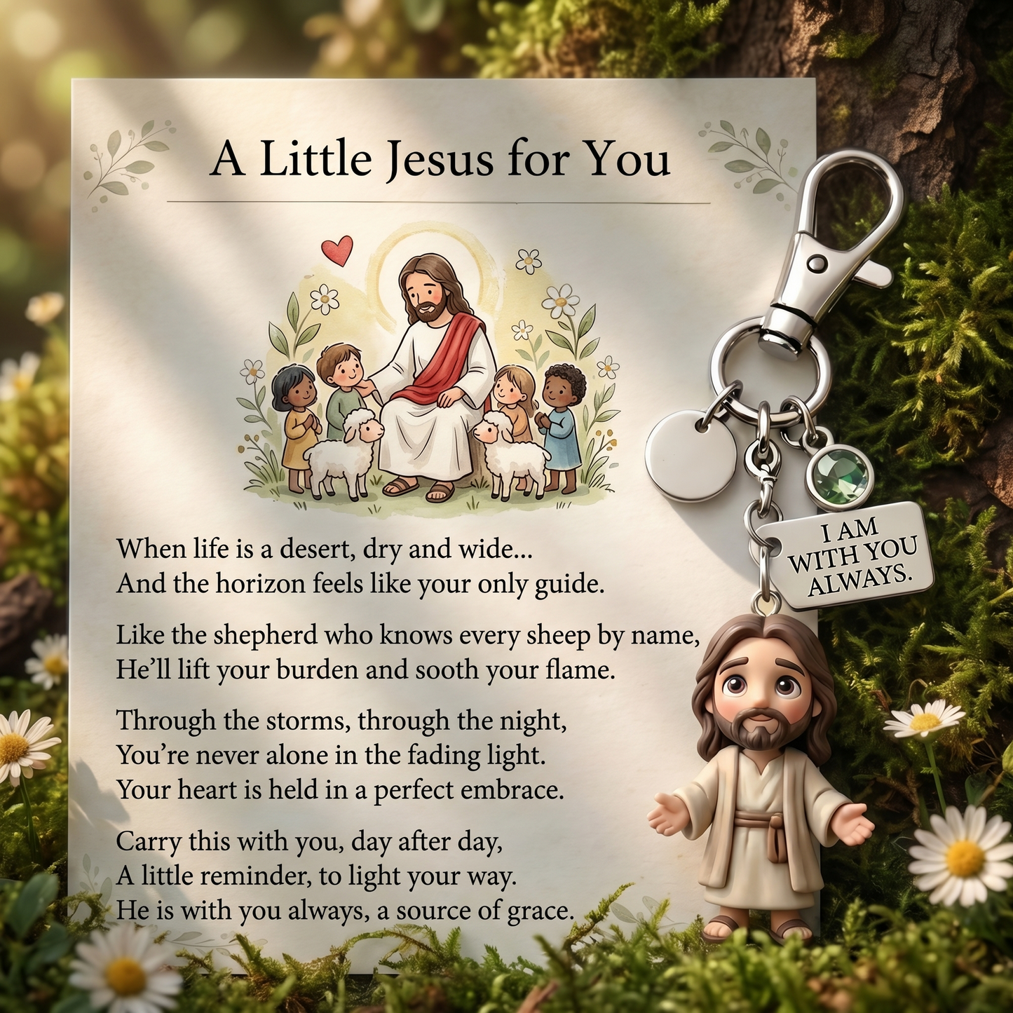 🙏 "A Little Jesus for You" – Comforting Pocket Reminder Keychain