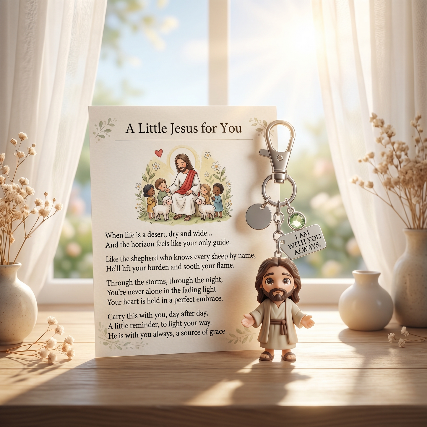🙏 "A Little Jesus for You" – Comforting Pocket Reminder Keychain