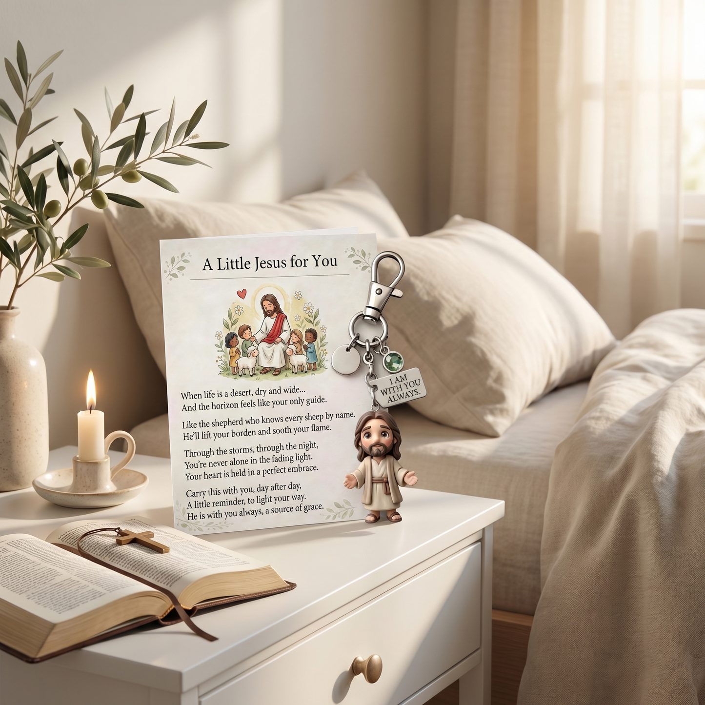 🙏 "A Little Jesus for You" – Comforting Pocket Reminder Keychain