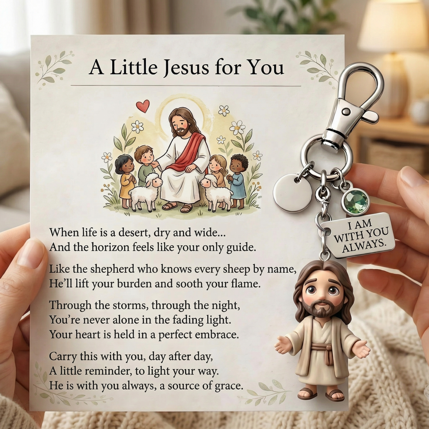 🙏 "A Little Jesus for You" – Comforting Pocket Reminder Keychain