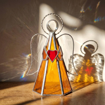 ✨ Guardian Angel Stained Glass Candle Holder – Sunlight by Day, Warm Glow by Night