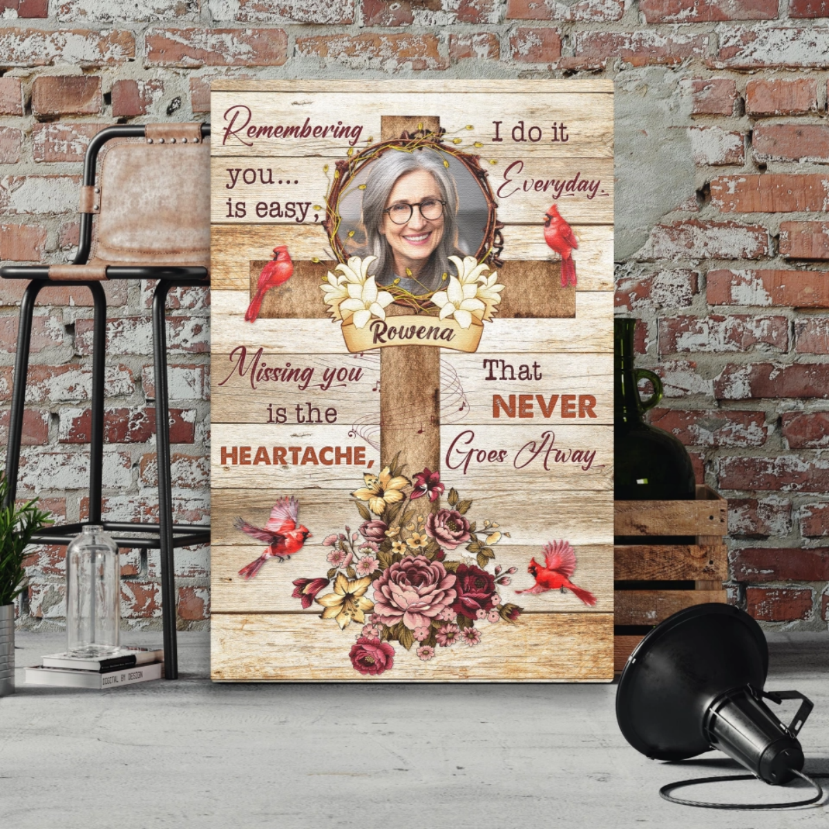 Personalized Memorial Cardinal Cross Wall Art