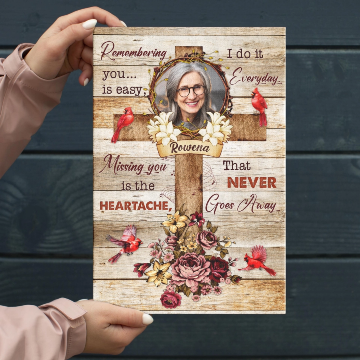 Personalized Memorial Cardinal Cross Wall Art