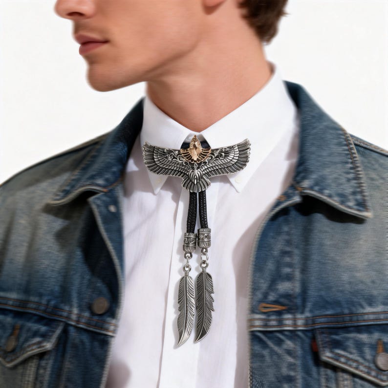 🦅Feather Fringe Eagle Bolo Tie – A Tribute to 250 Years of American Spirit