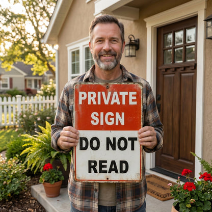 😂 "Private Sign - Do Not Read" – The Ultimate Funny Metal Sign