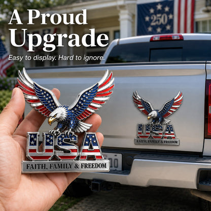USA Faith, Family & Freedom Metal Emblem
