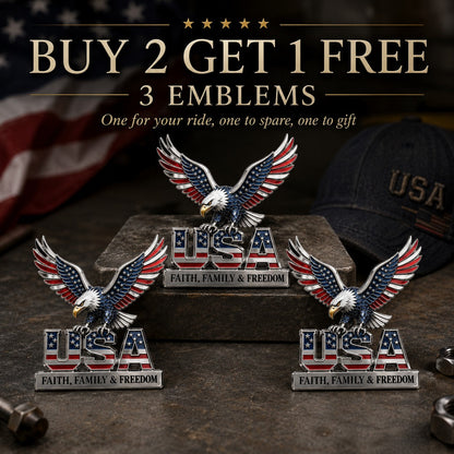 USA Faith, Family & Freedom Metal Emblem