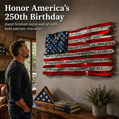 America 250 Pledge of Allegiance Metal American Flag Wall Art