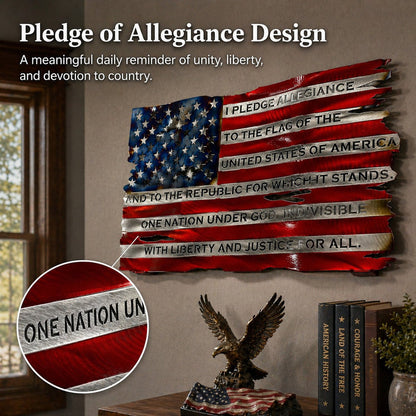 America 250 Pledge of Allegiance Metal American Flag Wall Art