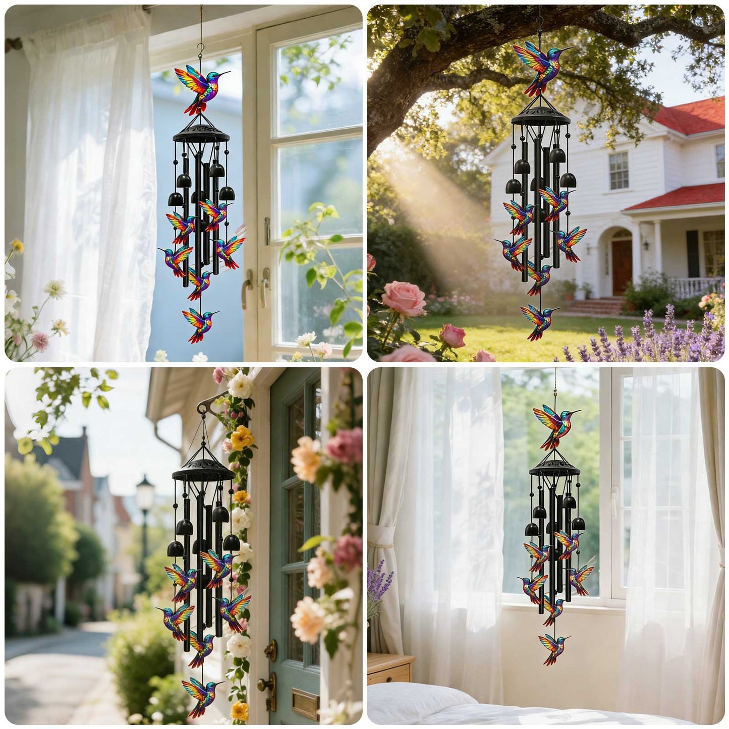 Handcrafted Retro Hummingbird Wind Chimes
