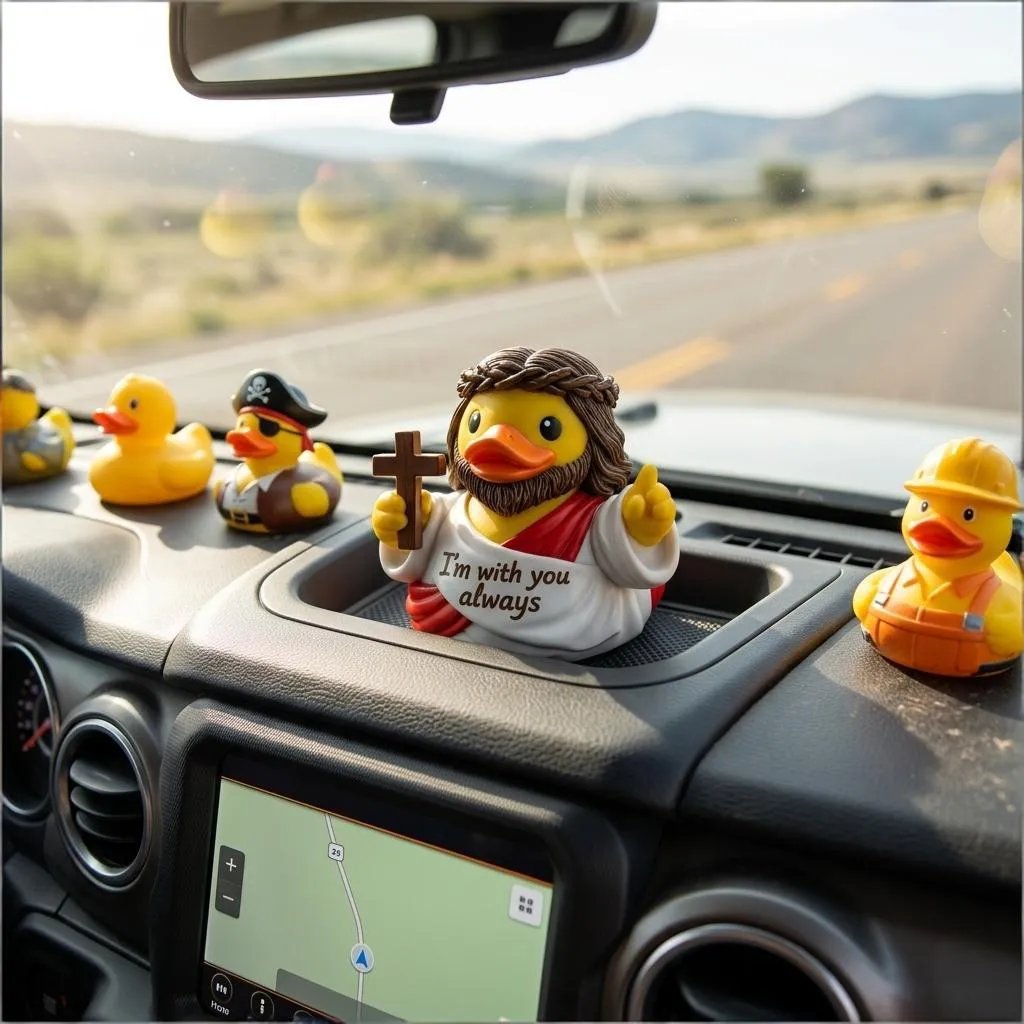 Jesus & Virgin Mary Duck Figurines