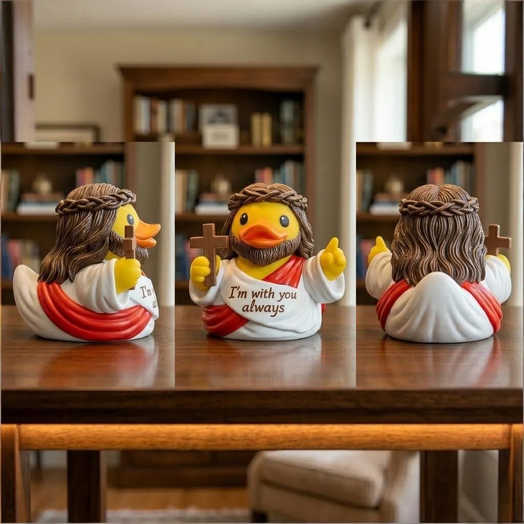 Jesus & Virgin Mary Duck Figurines