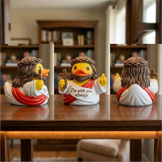 Jesus & Virgin Mary Duck Figurine