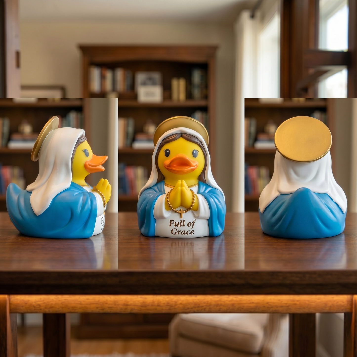 Jesus & Virgin Mary Duck Figurines