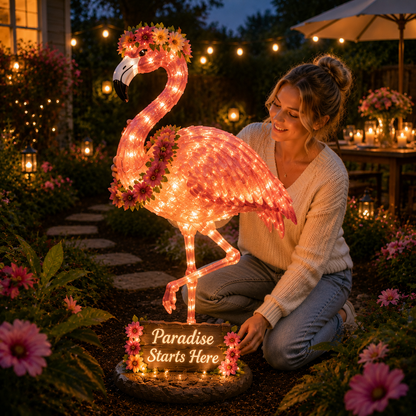 Flamingo Glow Garden Sculpture
