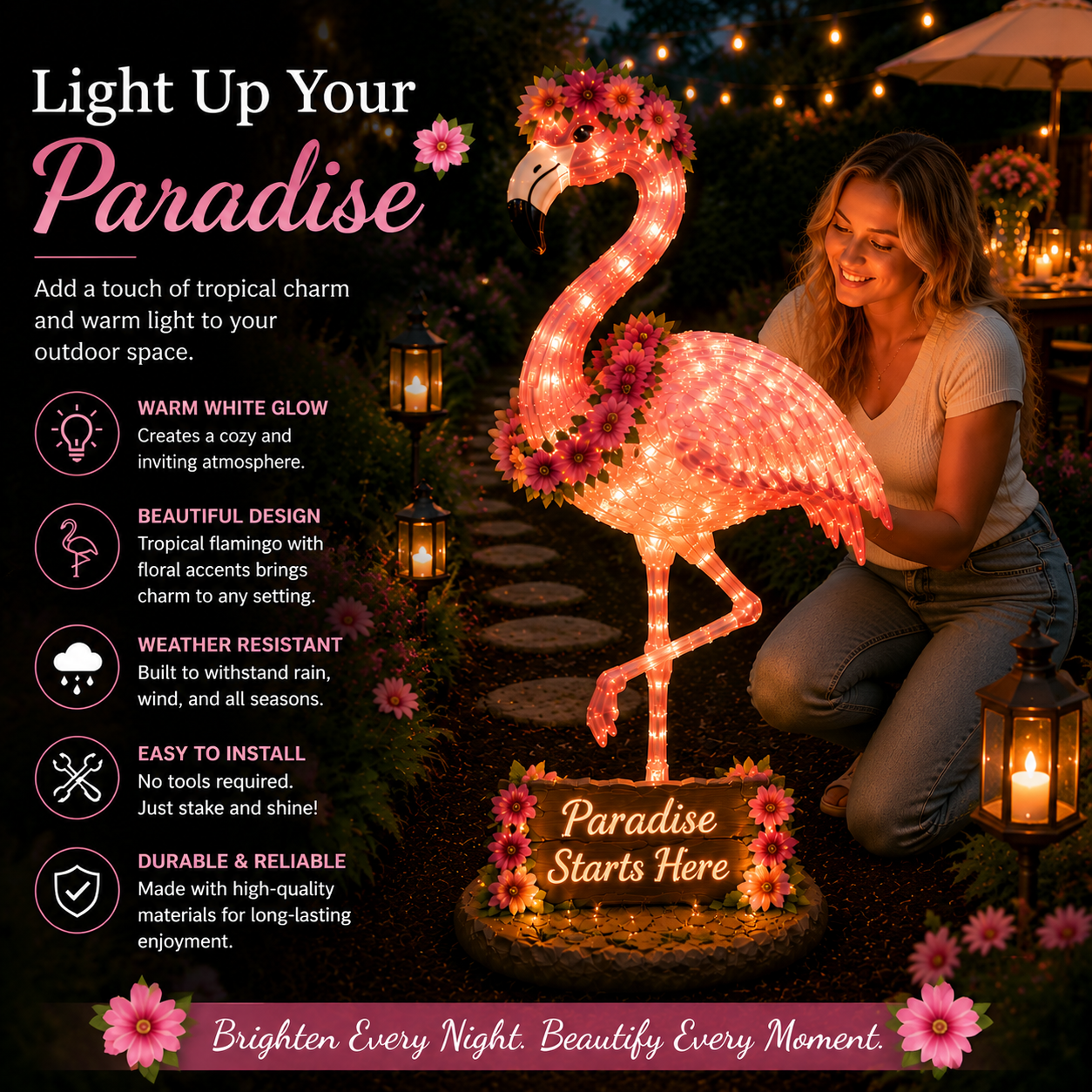 Flamingo Glow Garden Sculpture