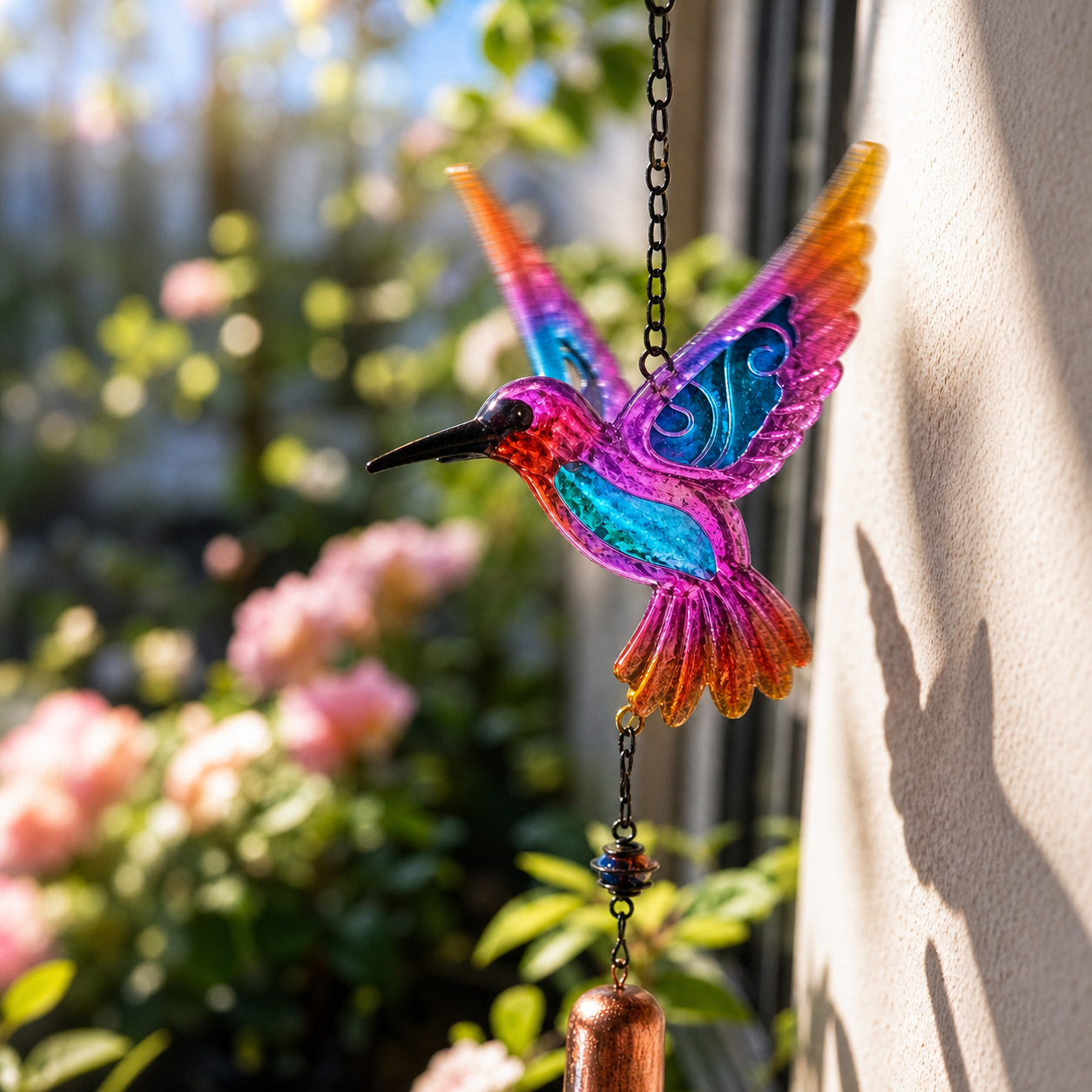 Stained Glass Hummingbird Wind Chime