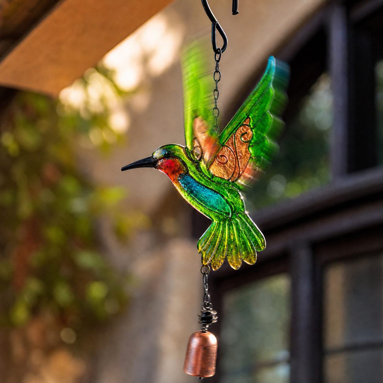 Stained Glass Hummingbird Wind Chime