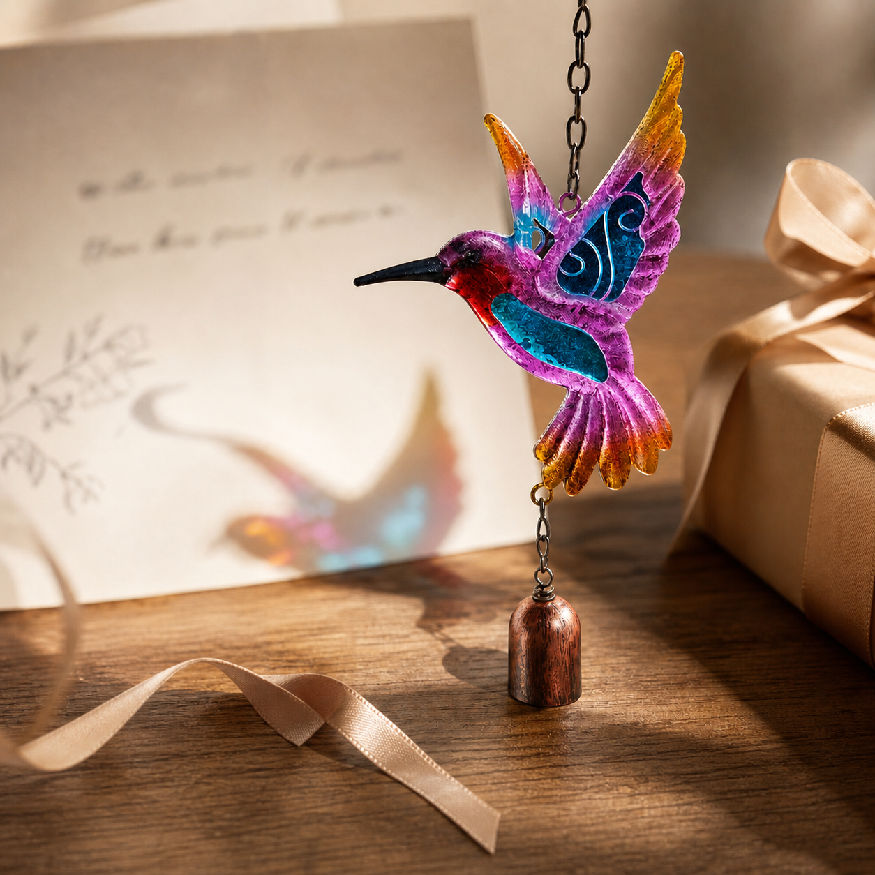 Stained Glass Hummingbird Wind Chime