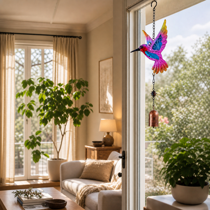 Stained Glass Hummingbird Wind Chime