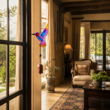 Stained Glass Hummingbird Wind Chime