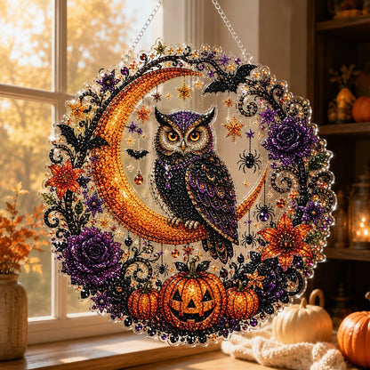 🎃Halloween Black Cat Moon Diamond Art Hanging Ornament Kit