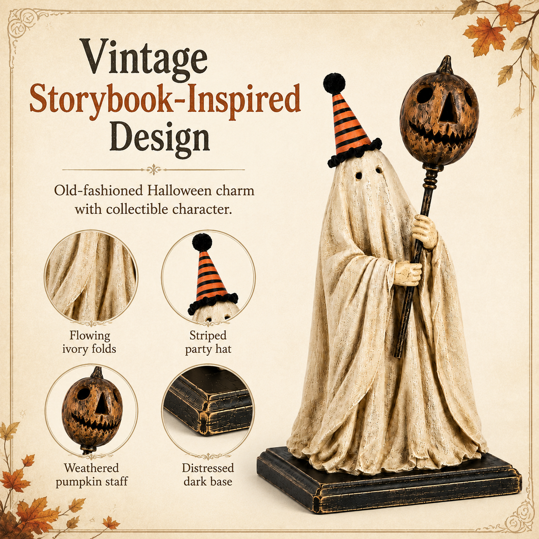 Ghost figurine on a seasonal tabletop