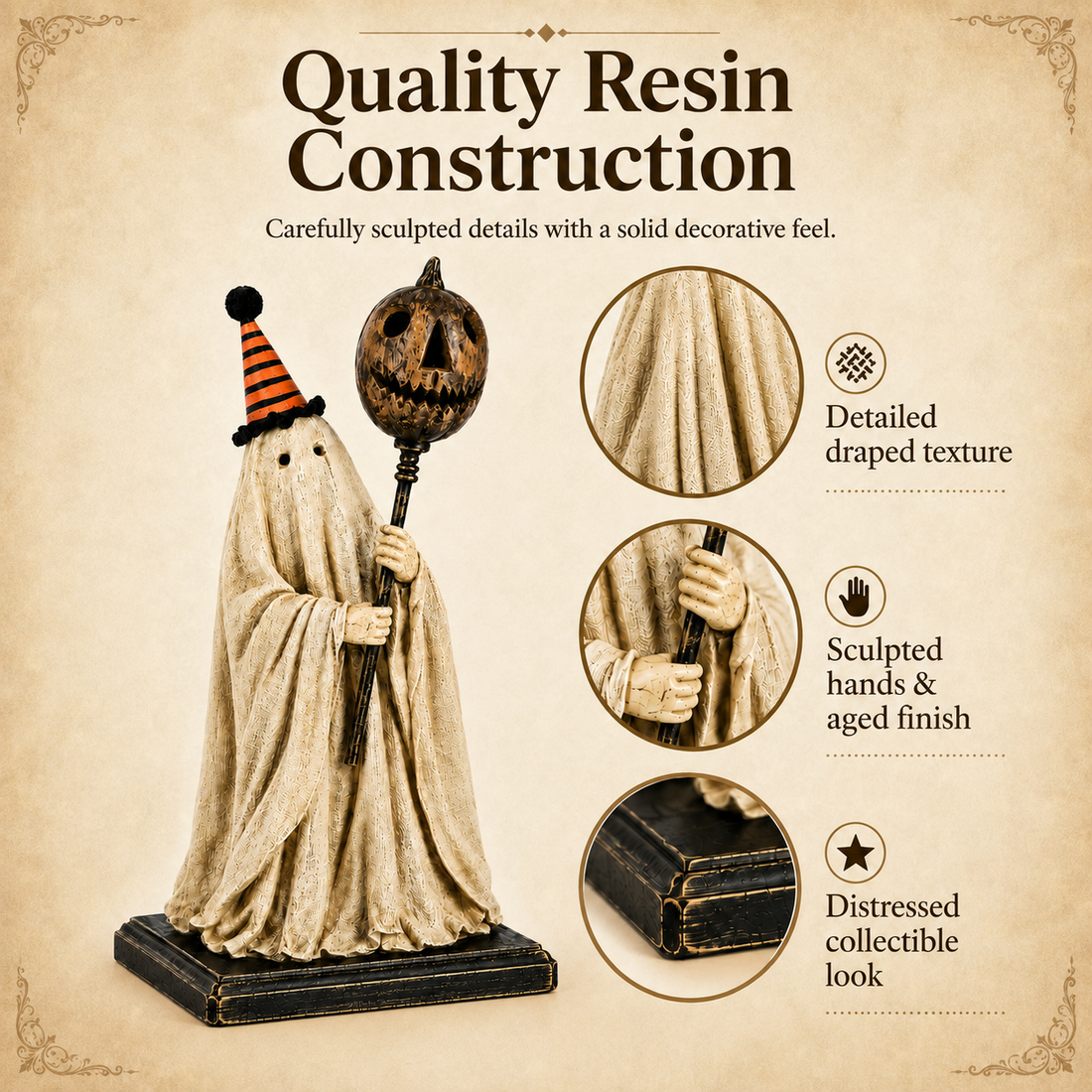 Detailed vintage ghost Halloween figurine
