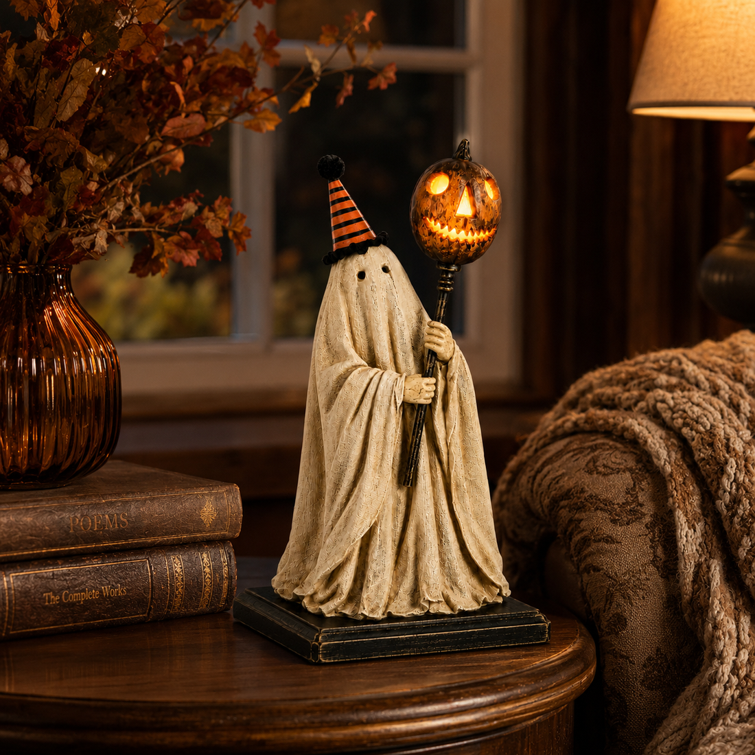 Halloween ghost figurine display idea