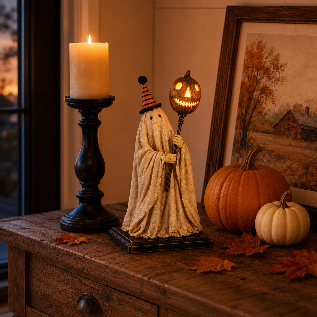Glowing pumpkin staff Halloween accent