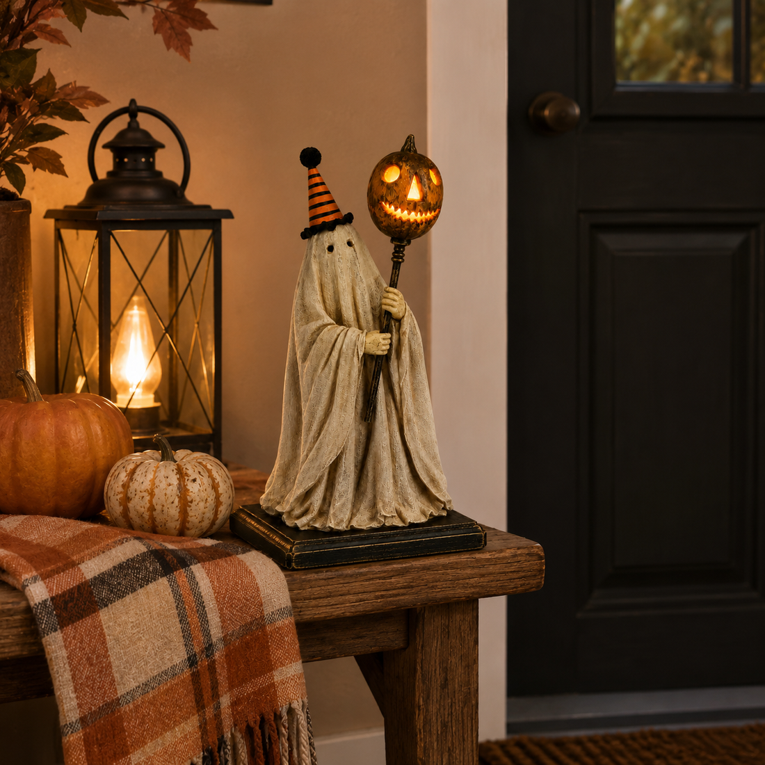 Vintage ghost figurine displayed for Halloween