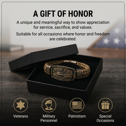 Operation Desert Storm Veteran Paracord Bracelet, Gulf War Service Memorial Honor Wristband