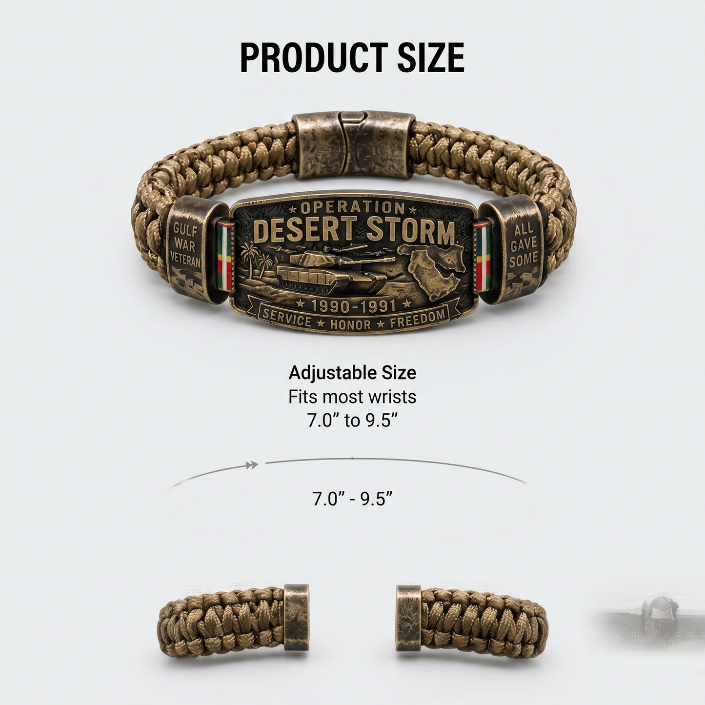 Operation Desert Storm Veteran Paracord Bracelet, Gulf War Service Memorial Honor Wristband