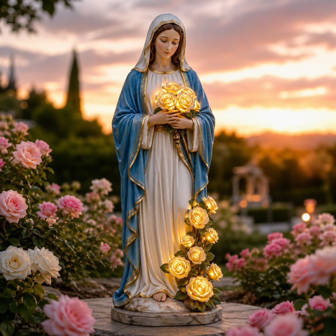 🕯️ Holy Illumination: Virgin Mary &amp; Jesus Resin Statue Light