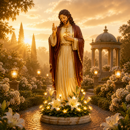 🕯️ Holy Illumination: Virgin Mary &amp; Jesus Resin Statue Light