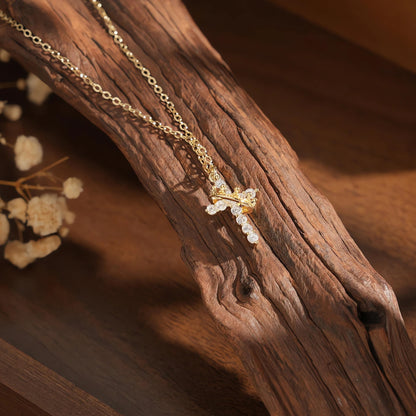 👑Crowned Cross Crystal Necklace