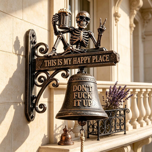 💀 Skeleton “This Is My Happy Place” Wall Bell