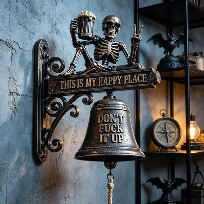 💀 Skeleton “This Is My Happy Place” Wall Bell