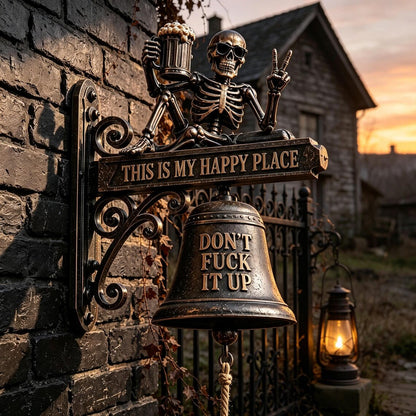 💀 Skeleton “This Is My Happy Place” Wall Bell