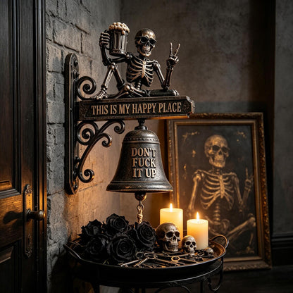 💀 Skeleton “This Is My Happy Place” Wall Bell