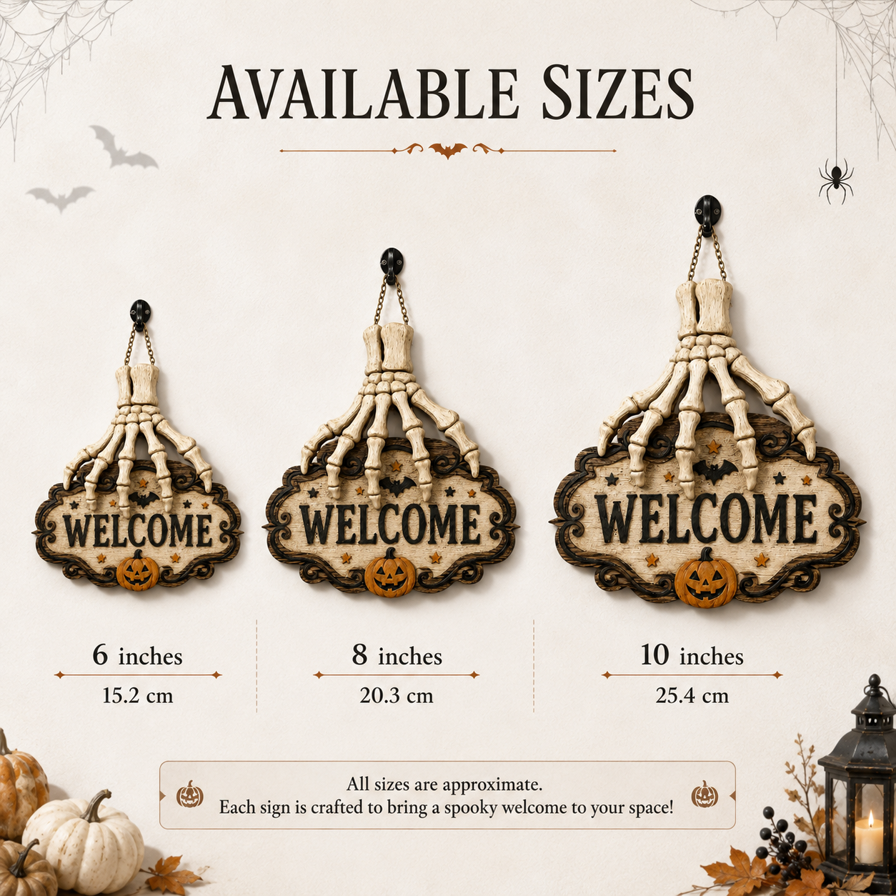 Halloween Skeleton Hand Welcome Hanging Sign