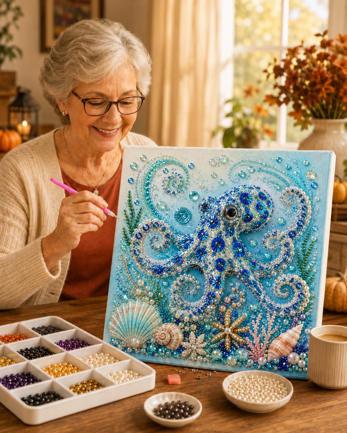 🌊✨ Ocean Theme Pearl Art DIY Kit – Relaxing DIY Craft to Create Stunning Coastal Artwork
