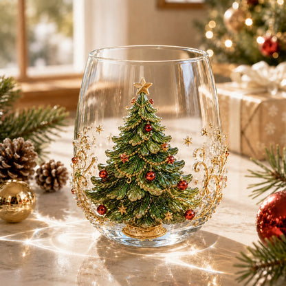 🎄🥂Christmas Stemless Wine Glass – Celebrate the Season with Every Sip
