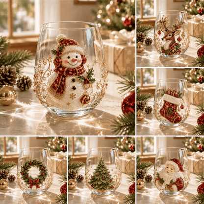 🎄 Christmas 3D Decorative Glass Cup