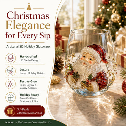 🎄 Christmas 3D Decorative Glass Cup